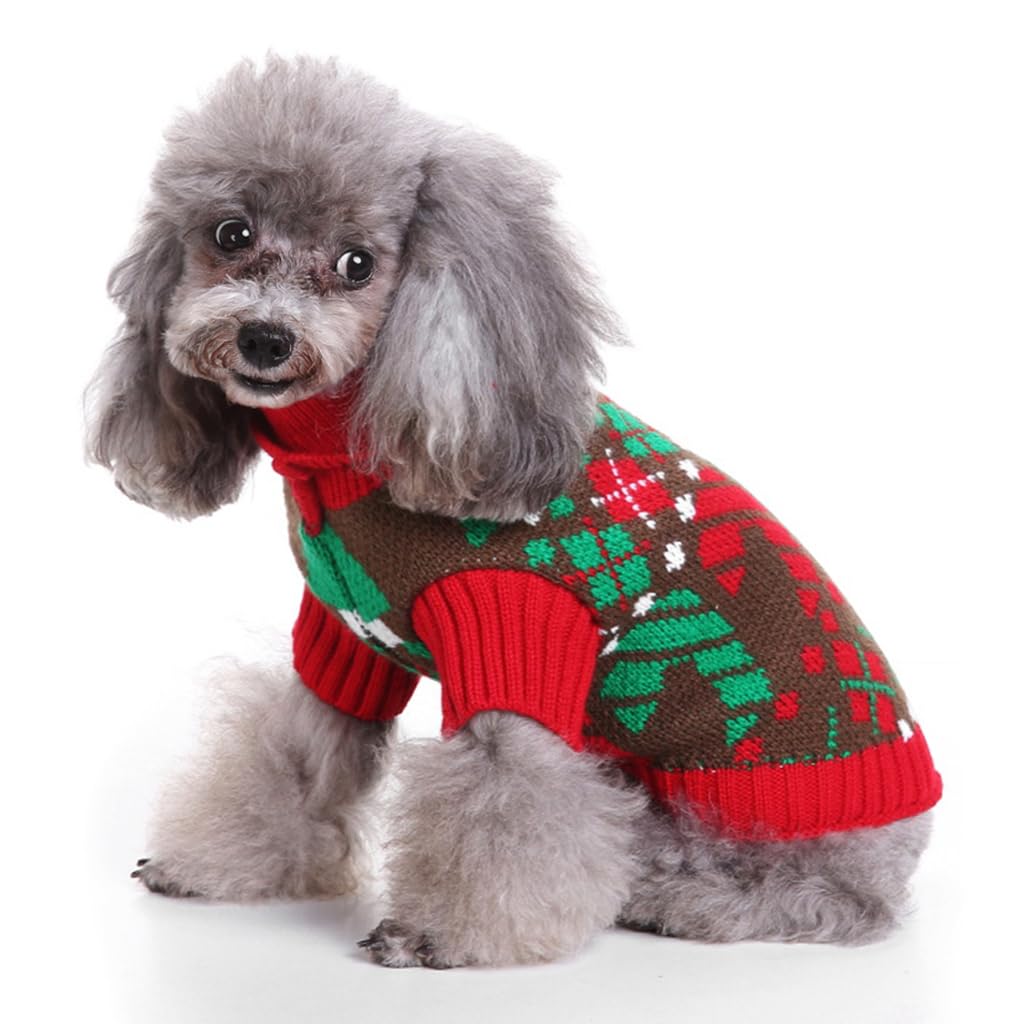 Qpets Winter Clothes for Dog Knitted Crocheting Sweater for Small Dogs Print Sweater Christmas Suit for Small Dogs Christmas Sweater for Dogs Gift for Dogs (Red, Size: L) Qpets Winter Clothes for Dog Knitted Crocheting Sweater for Small Dogs Print Sweater Christmas Suit for Small Dogs Christmas Sweater for Dogs Gift for Dogs (Red, Size: L)